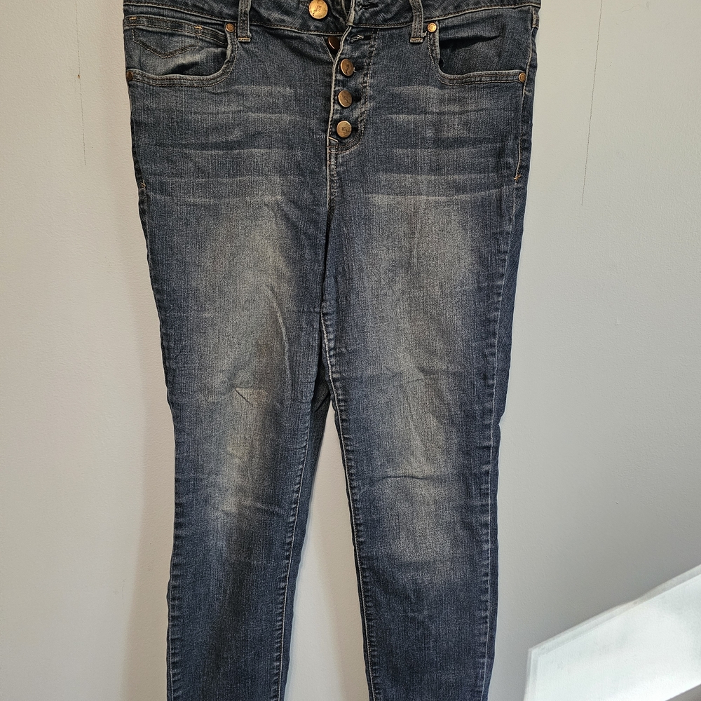 Button Fly Women's Blue Denim Jeans